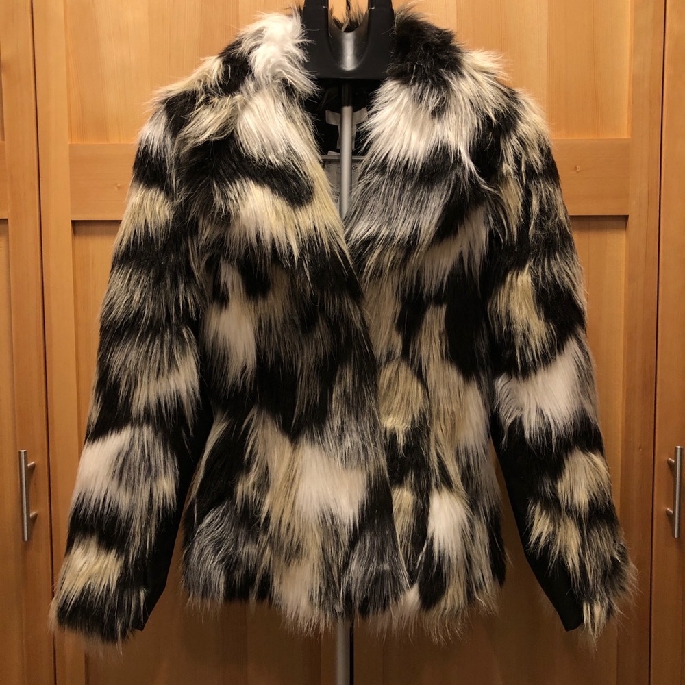 Patterned faux fur jacket